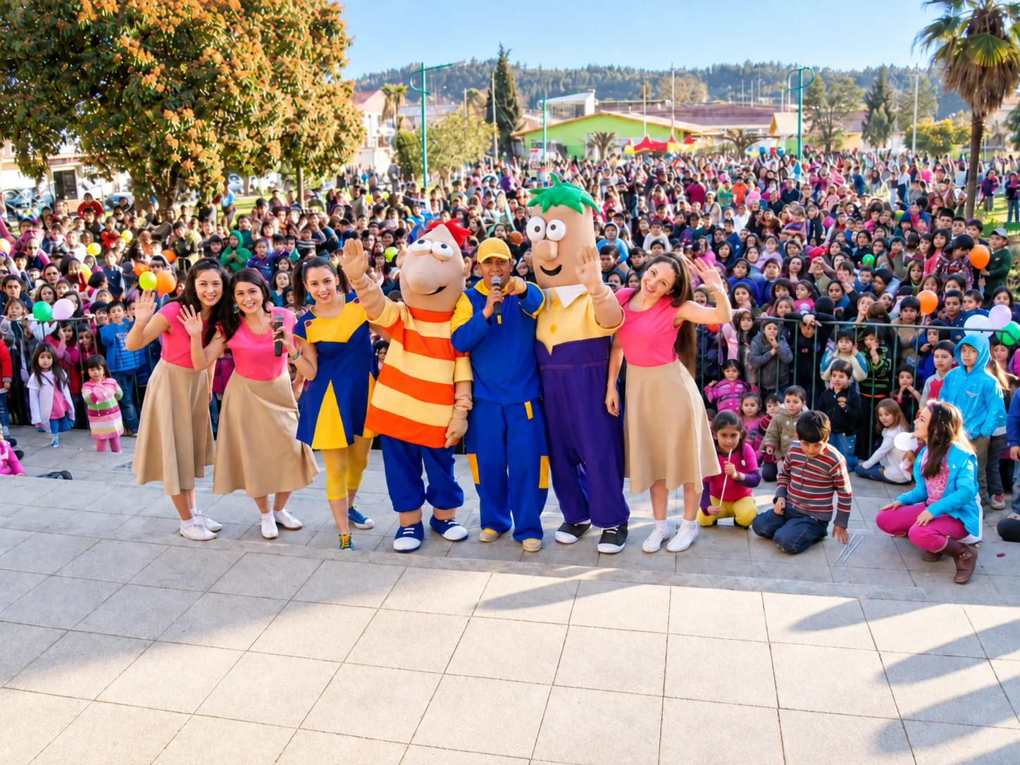Artistas y público reunidos en un evento al aire libre de la etapa de El Clan.